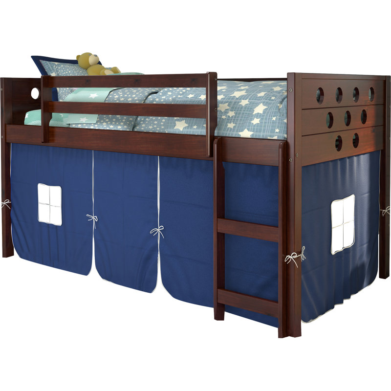 Sote Twin Solid Wood Platform Loft Bed by Harriet Bee, Blue, Dark Cappuccino