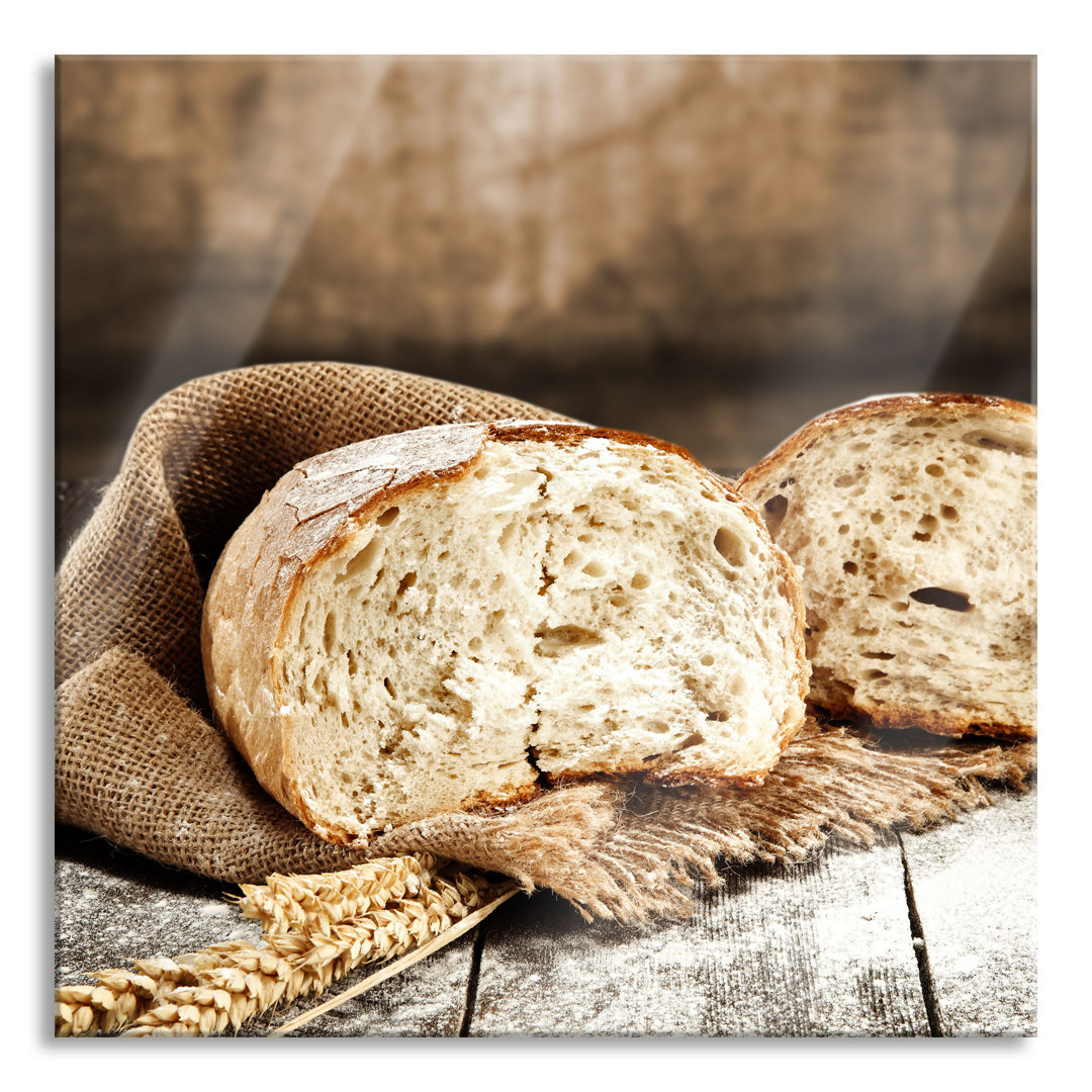 Ungerahmtes Foto auf Glas "Crusty Farmhouse Bread"