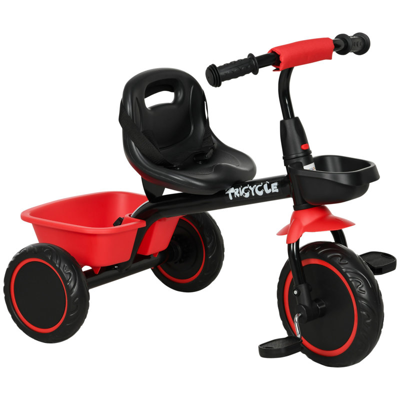 AIYAPLAY Trike for Kids Adjustable Seat for 2 to 5 Years 3 Wheels, Black/Red