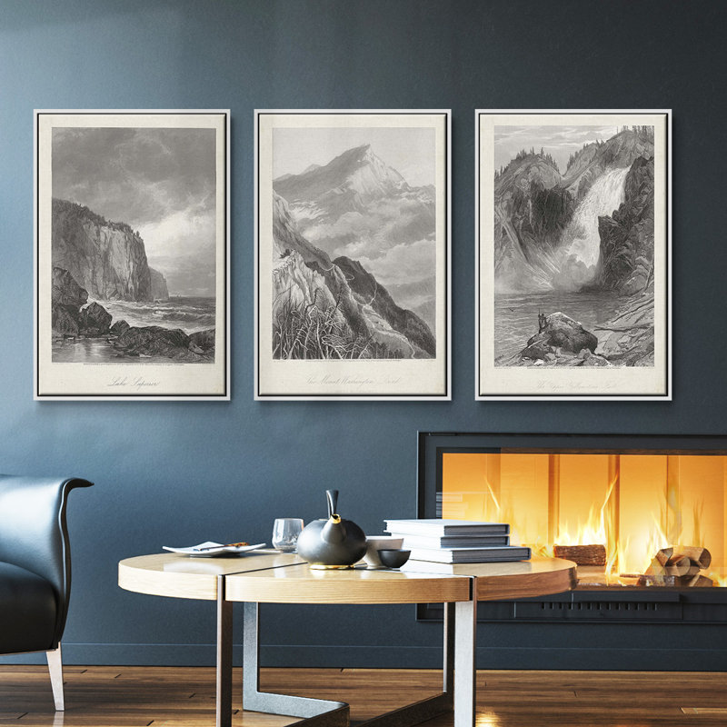 Lake Superior, ensemble de 3 toiles encadrées, Blanc, H 36 po x l 72 po