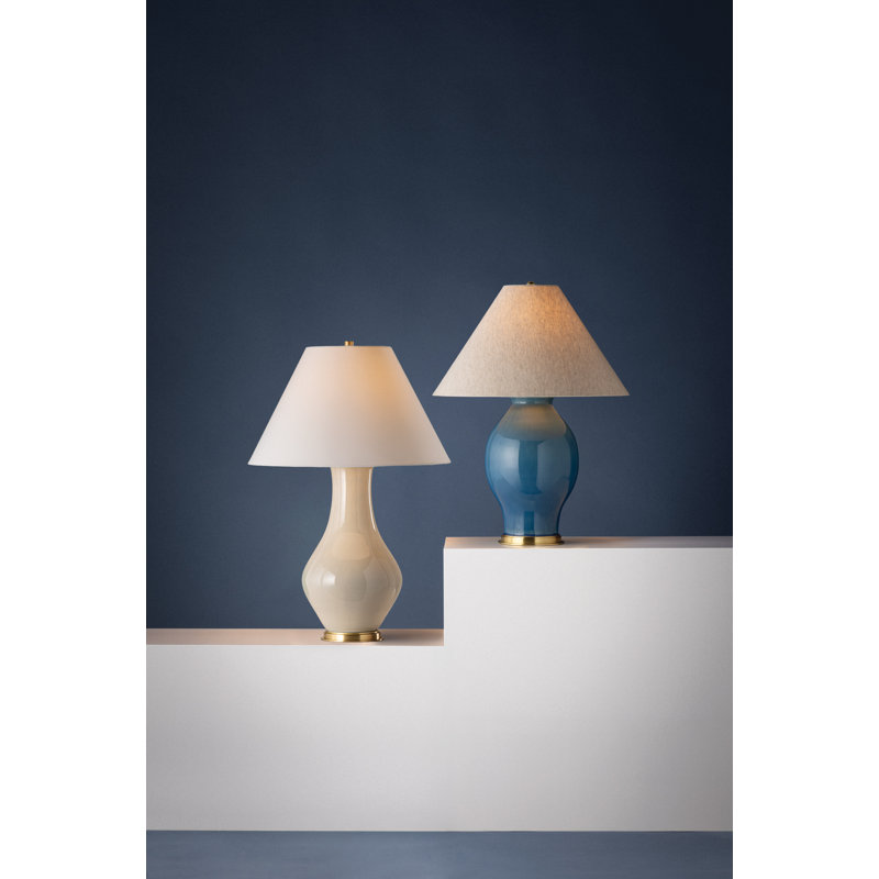 Westhorpe Table Lamp in Aged Brass and Ceramic French Blue by Mark D. Sikes