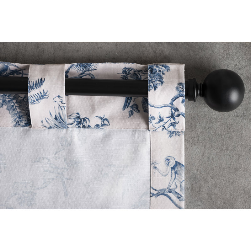 Maison d'Hermine Bonobo - Rideau bleu 100 % coton - 127 cm x 244 cm, Bleu, L 50 po x L 96 po