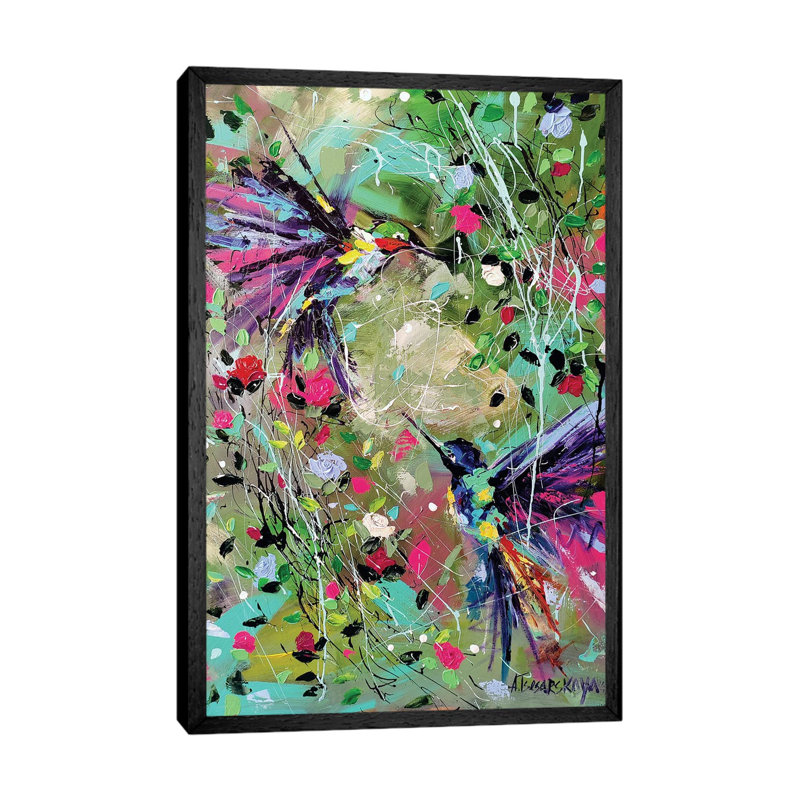 Flowers With Birds by Aliaksandra Tsesarskaya - Gallery-Wrapped Canvas Giclée on Canvas, 66.04 cm H x 45.72 cm W