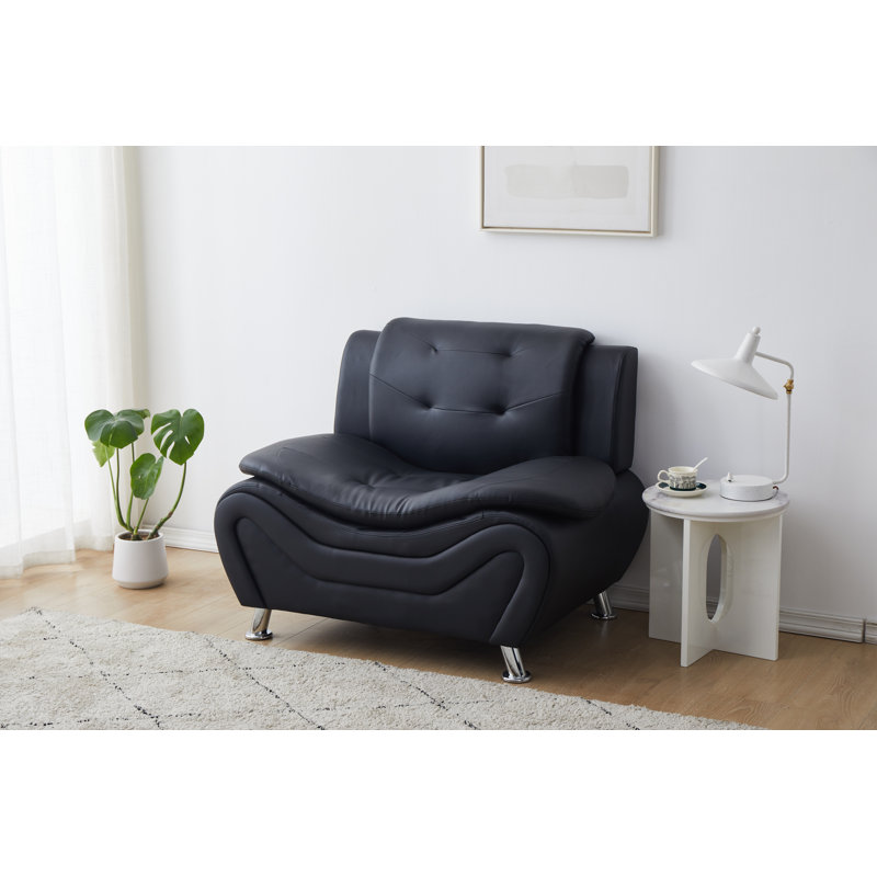 Fauteuil club Adrin, Similicuir noir