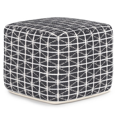 Noreen 18"W Square Hand-Woven Cotton Pouf