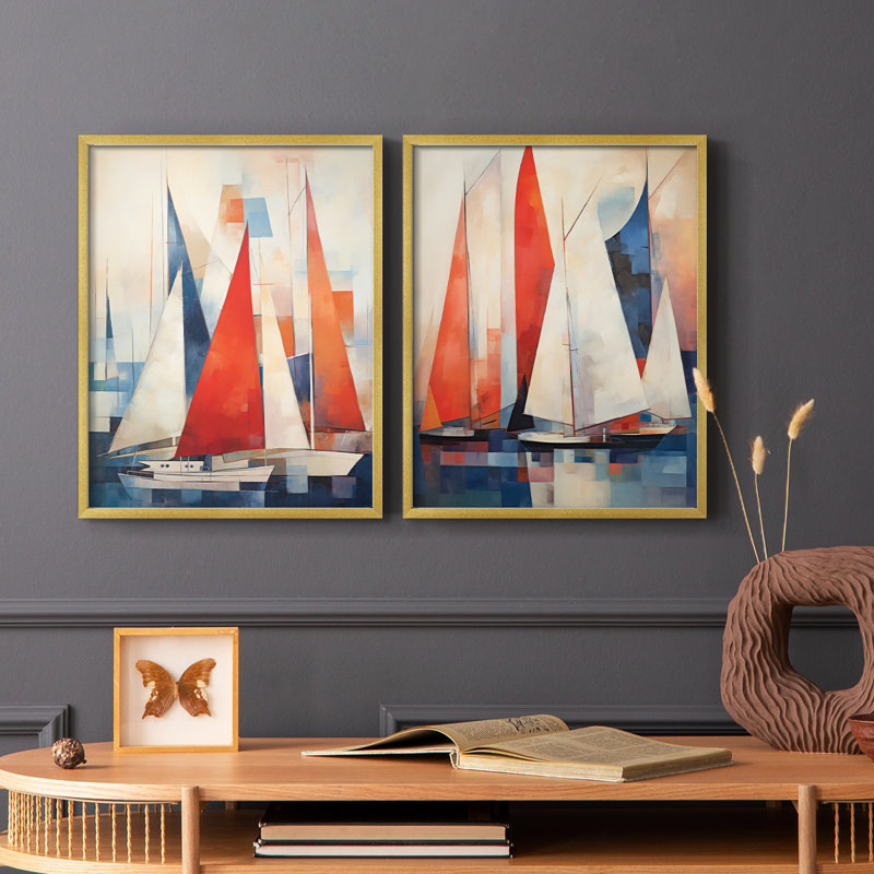 NAUTICAL Series CDVI - reproduction encadrée de qualité supérieure - prête à être accrochée - aucun clou requis - aucun clou requis