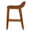  Tabouret avec siège en cuir véritable brun clair et base en bois de teck massif avec têtes de clous en laiton Luisa