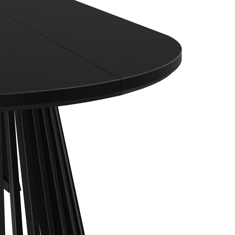Table de salle à manger ovale moderne 72 "avec base à lattes Lido, Noir