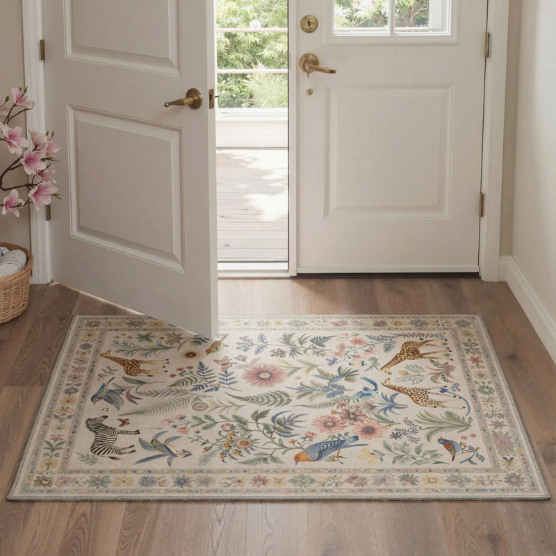 Tapis beige / vert Alcoa Verdure, Rectangle 5 pi x 7 pi