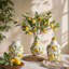 Vase en céramique 3D embossé branche de citron brillant, vase à fleurs botanique Bulbous