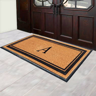 Isedore Rubber and Coir Flocked Double Doormat, Black - 30X48- Welcome Tree Black Red Barrel Studio