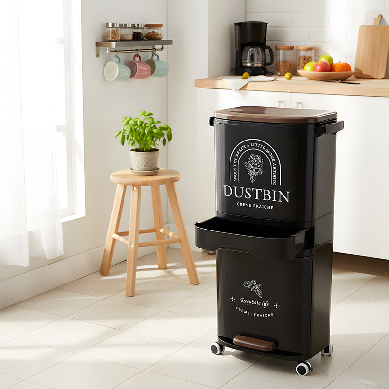 PP Manual Lift Waste Bin - 4L, Black