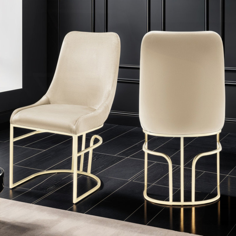 Chaises de salle à manger 2 pièces Emrald, Beige, Or