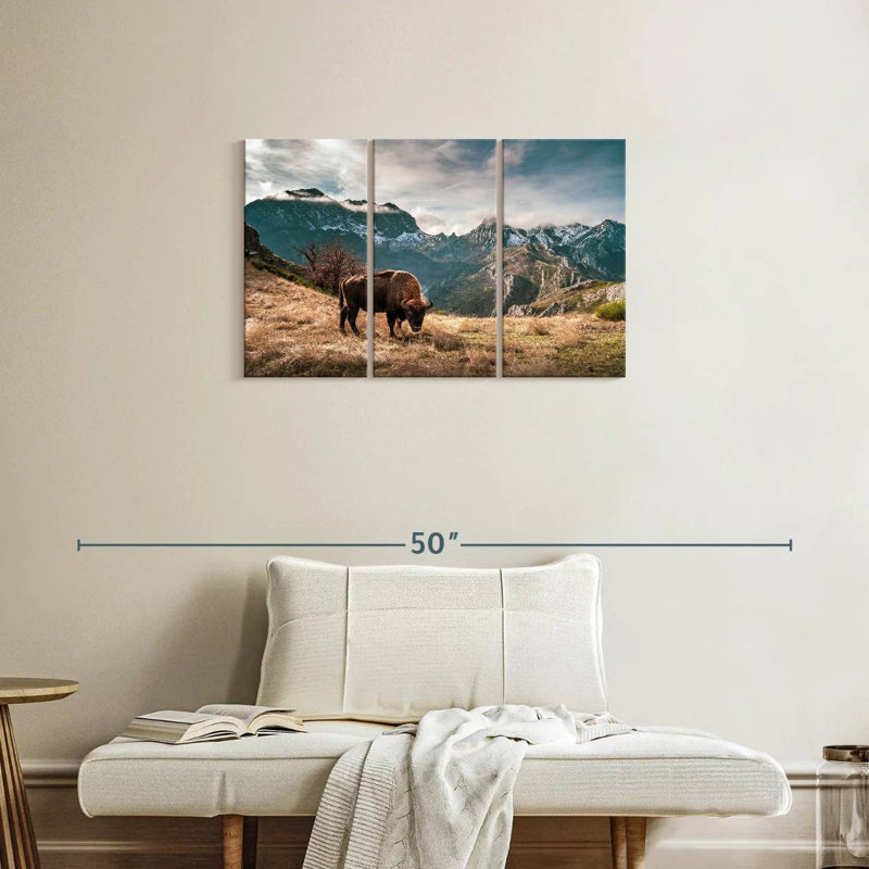 Brampt Bison Mountain Landscape, 20" H x 33" W