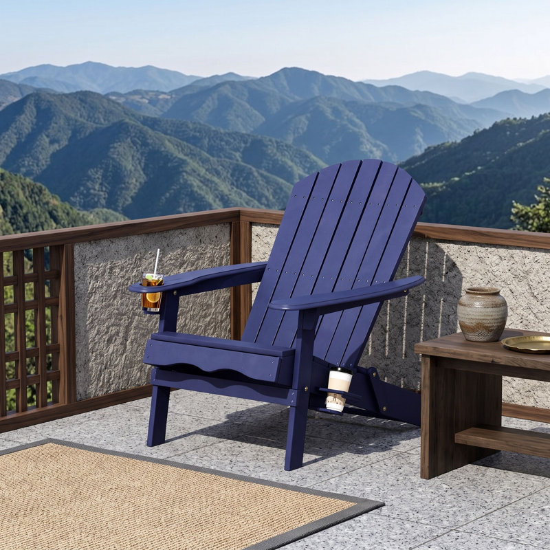 Chaise pliante d'extérieur avec porte-gobelets intégrés, Blue