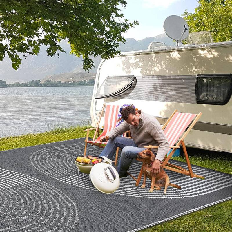 Modern Outdoor Rug, Outdoor Plastic Straw Rug, Durable Outdoor Carpet, Reversible Camping Rugs, Rectangle 6' x 9'