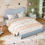 Cadre de lit simple / double / grand pour enfants avec tête de lit tapissier en velours, joli lit plateforme à profil bas pour filles et garçons-1129097562-1282467635
