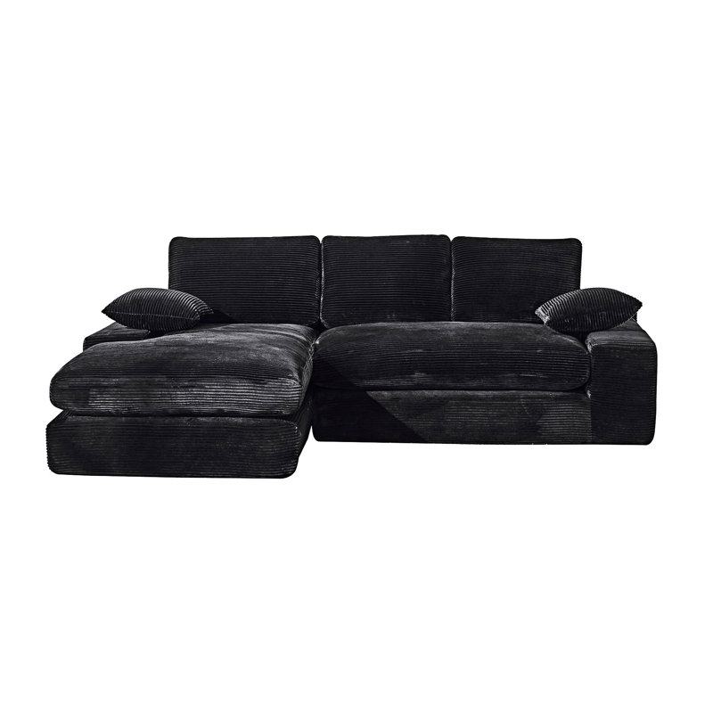 Canapé modulaire rembourré Boneless, Velours côtelé noir