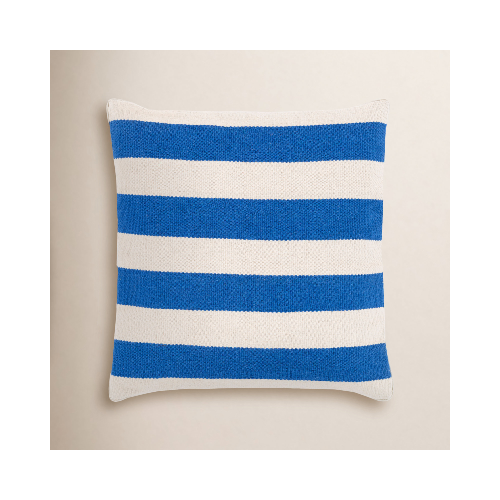 Brady Striped Cotton Throw Pillow, Down, 22" x 22", Blue