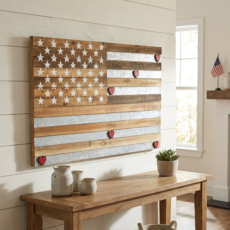 Art mural en bois et métal galvanisé avec aimants 36 po Tellur