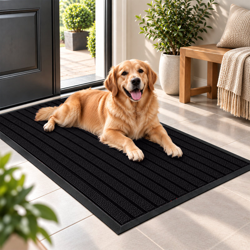 Caynan Kitchen Mat, Black, Rectangular W80 x L300 cm