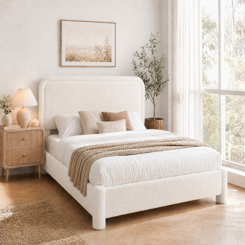 Base de lit plateforme tapissier Teddy, F