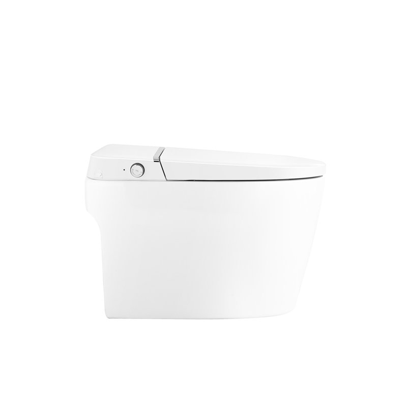Toilette intelligente avec siège de nuit, siège chauffant, buse autonettoyante, séchage à l'air chaud, chasse d'eau, bouton latéral en céramique à chasse automatique et fermeture en douceur