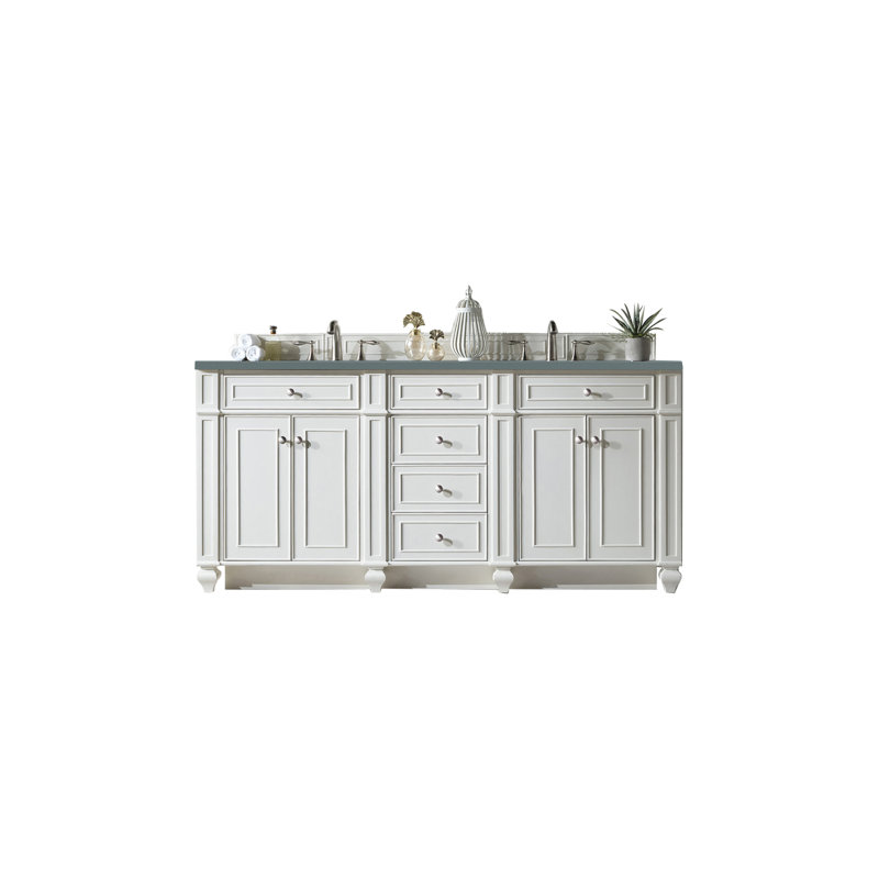 Bristol 72'' W Double Bathroom Vanity Base, Bright White