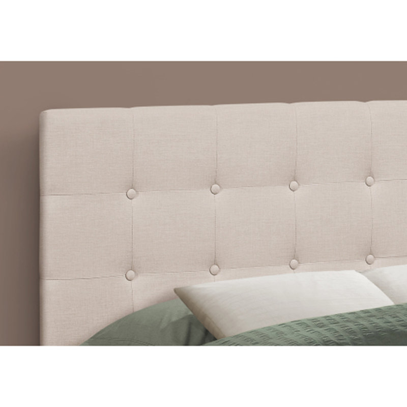 Lit, tête de lit seulement, chambre à coucher, revêtement, aspect lin, transitionnel, Double, Beige