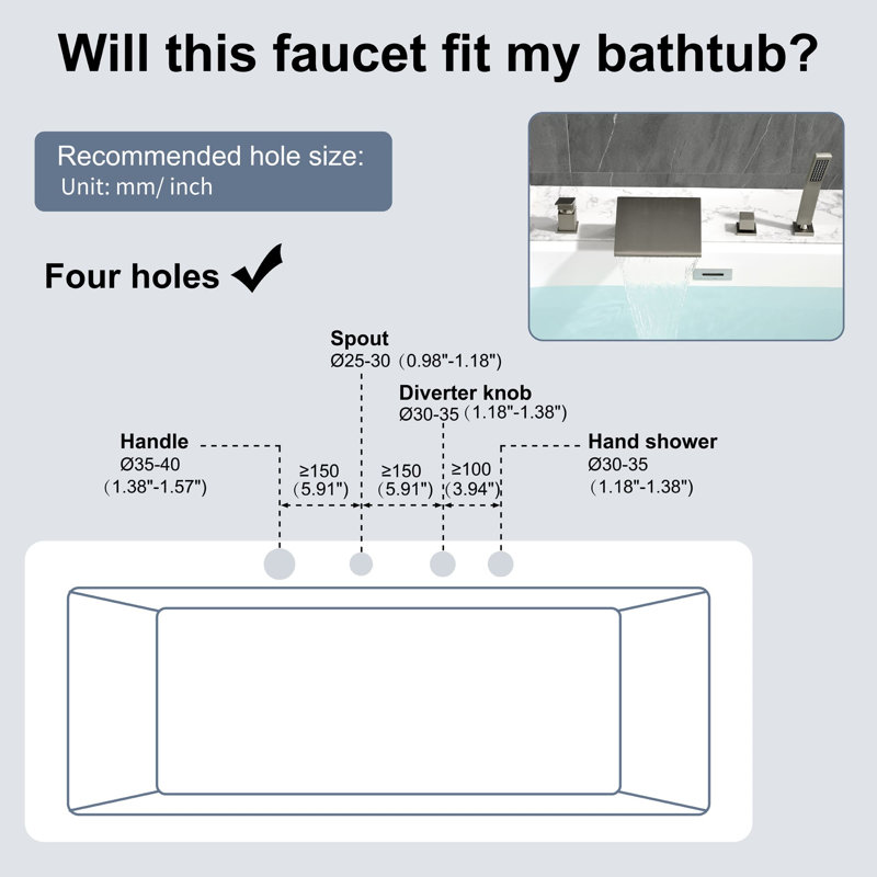 1 Handle Bathroom Waterfall Faucet with Diverter, Brushed Nickel