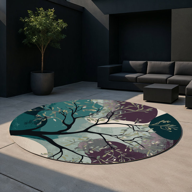 Tapis intérieur et extérieur Emerald Enchantment, Rond 5 pi