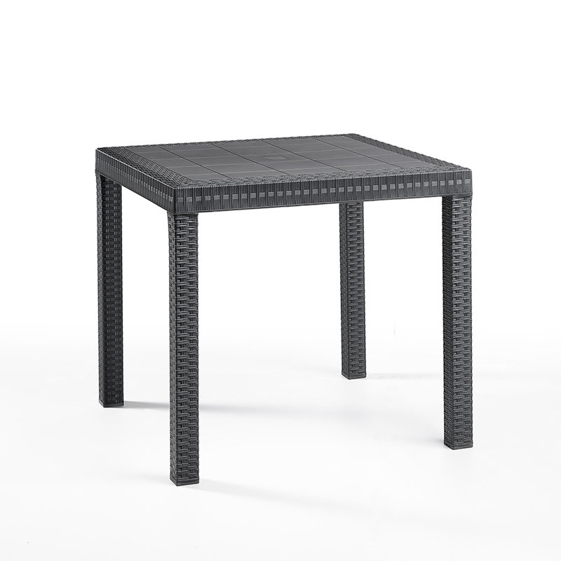Outdoor Table Marte, Fixed Square Table, Rattan Effect, 80x80h74 cm, Anthracite