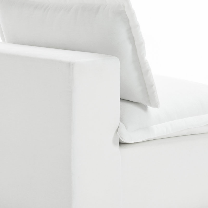 Méridienne rembourrée en chenille beige rembourrée avec dossier rembourré - entièrement compressée, aucun assemblage requis