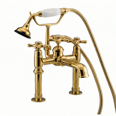 P1002 Deco Tub Faucet with Cross handles and Handheld Shower