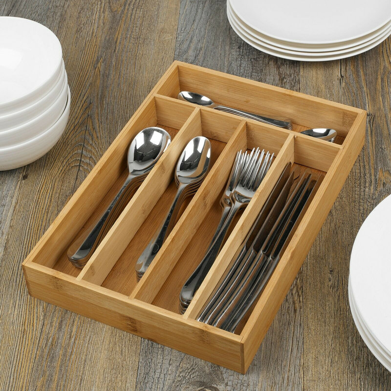 Bamboo Rectangle Utensil Crock