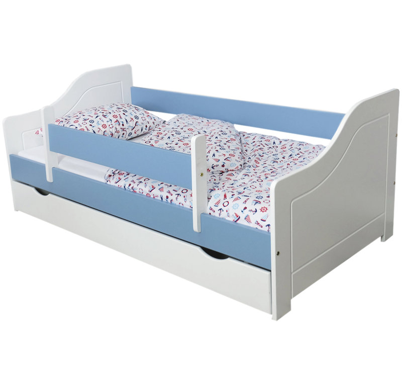 Arleigh Kids Toddler Bed, White / Blue