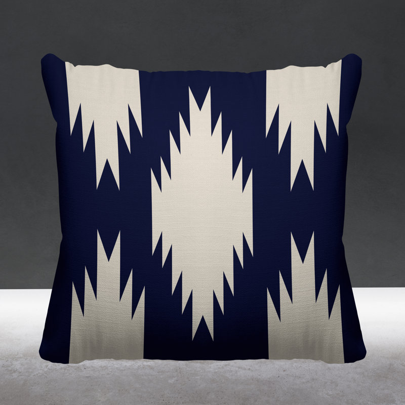 Coussin intérieur / extérieur Yuma Southwestern, Bleu marine, L 15 po x H 15 po