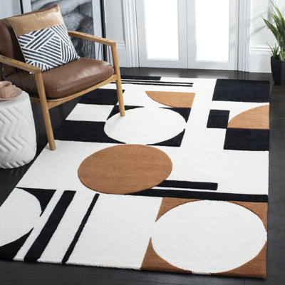 Antoni Handmade Wool Ivory/Black/Brown Rug