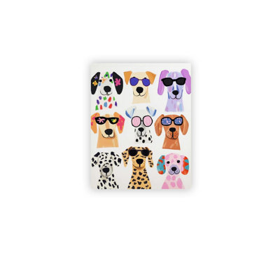 Colorful Trendy Dog Wearing Glasses Pet Poster Maximalist Picture Funky Animal Painting Modern Decor, 20L x 16W