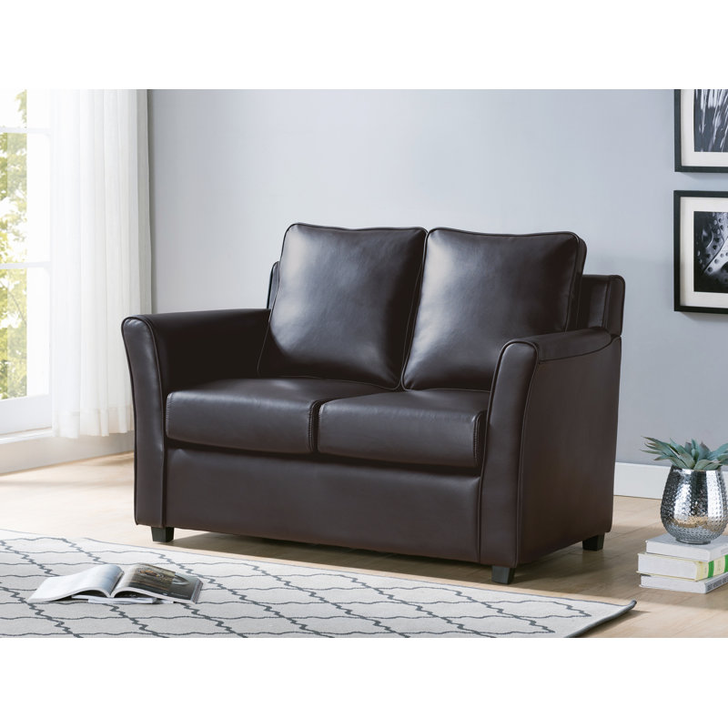 Flossmoor 52.25'' Faux Leather Loveseat, Dark Gray Faux Leather