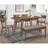 Grey And Natural Walnut Upholstered Dining Bench