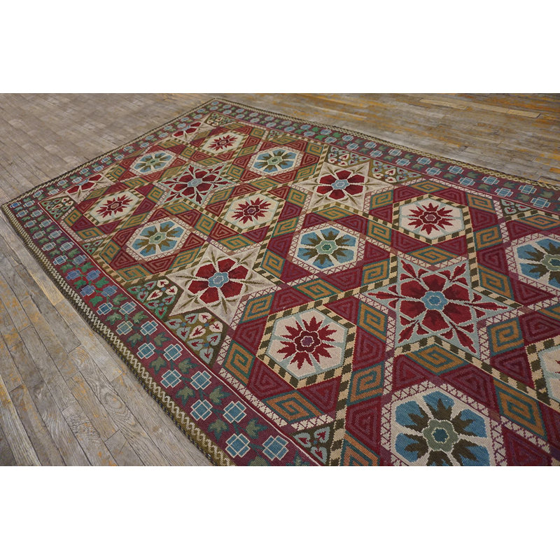 Antique Large Needlepoint French Flat Weave Rug