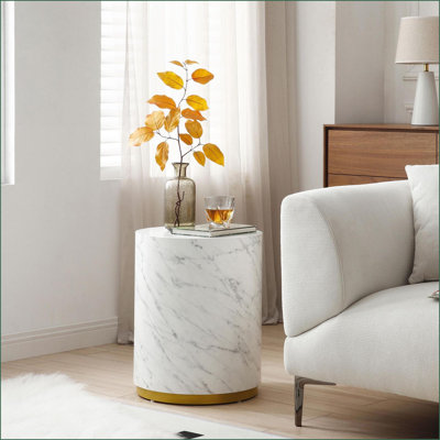 White Round MDF Coffee Table for Living Room - Fully Assembled, Easy to Clean