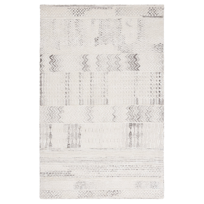 Tajolosa Hand Tufted Viscose/Wool Southwestern Rug in Natural/Ivory, Rectangle 5' x 8'