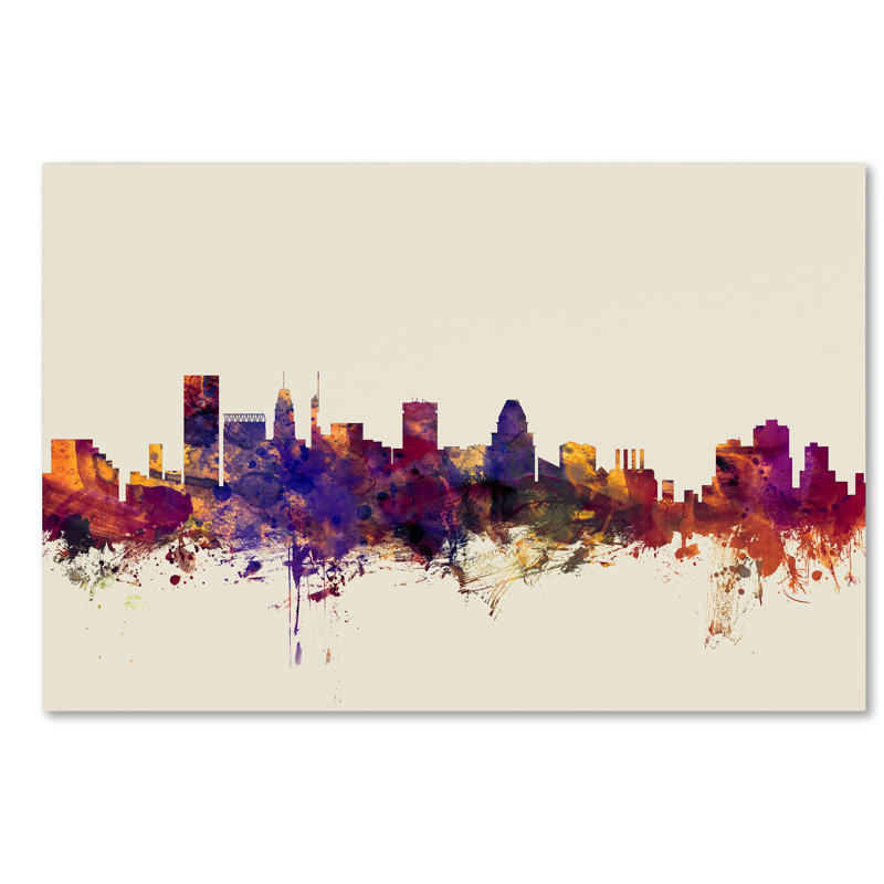 « baltimore maryland horizon », impression sur toile tendue, H 12 po x l 19 po x P 2 po