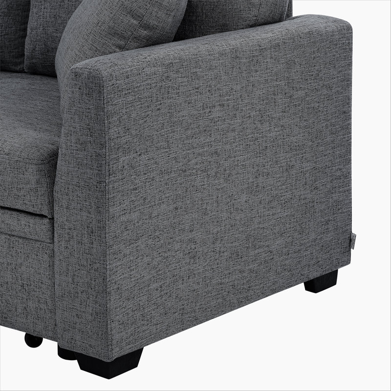 Areebe Upholstered Sectional Reversible, Gray Polyester