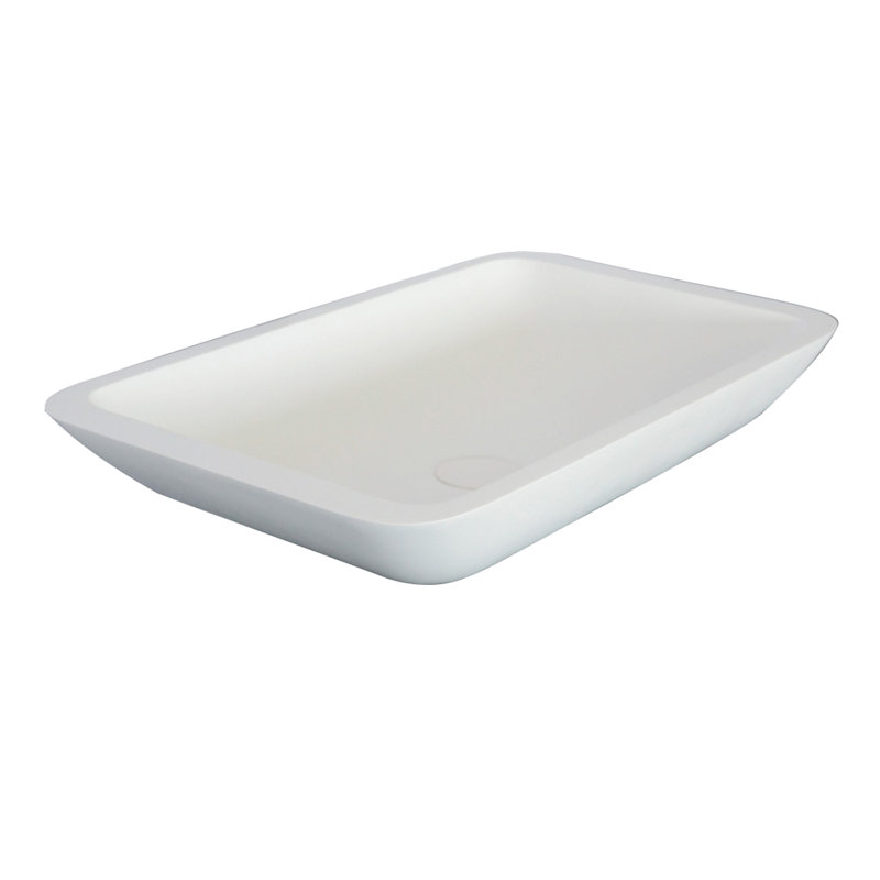 Glossy White Resin Rectangular Vessel Sink