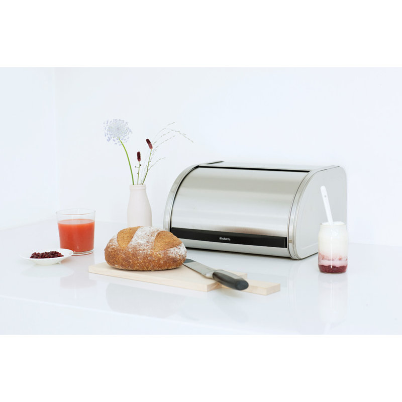 Brabantia Medium Roll Top Bread Bin, Matte Steel