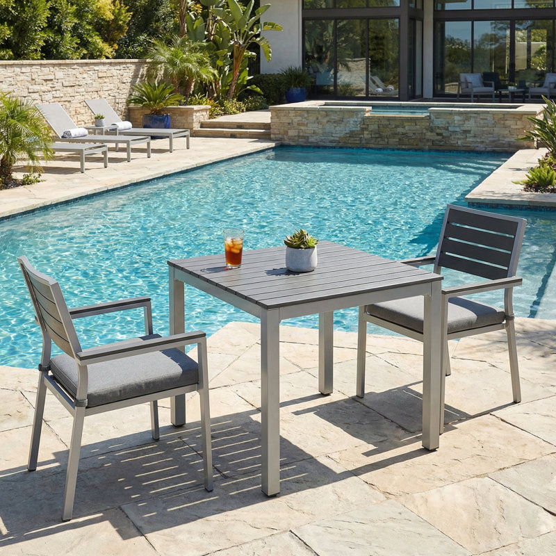 Mishael Square Metal Outdoor Dining Table , 31.5'' in. W 31.5'' in. D