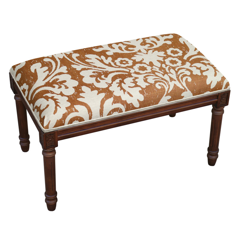 Banc en bois massif Cambel, Noyer / caramel jacobin floral